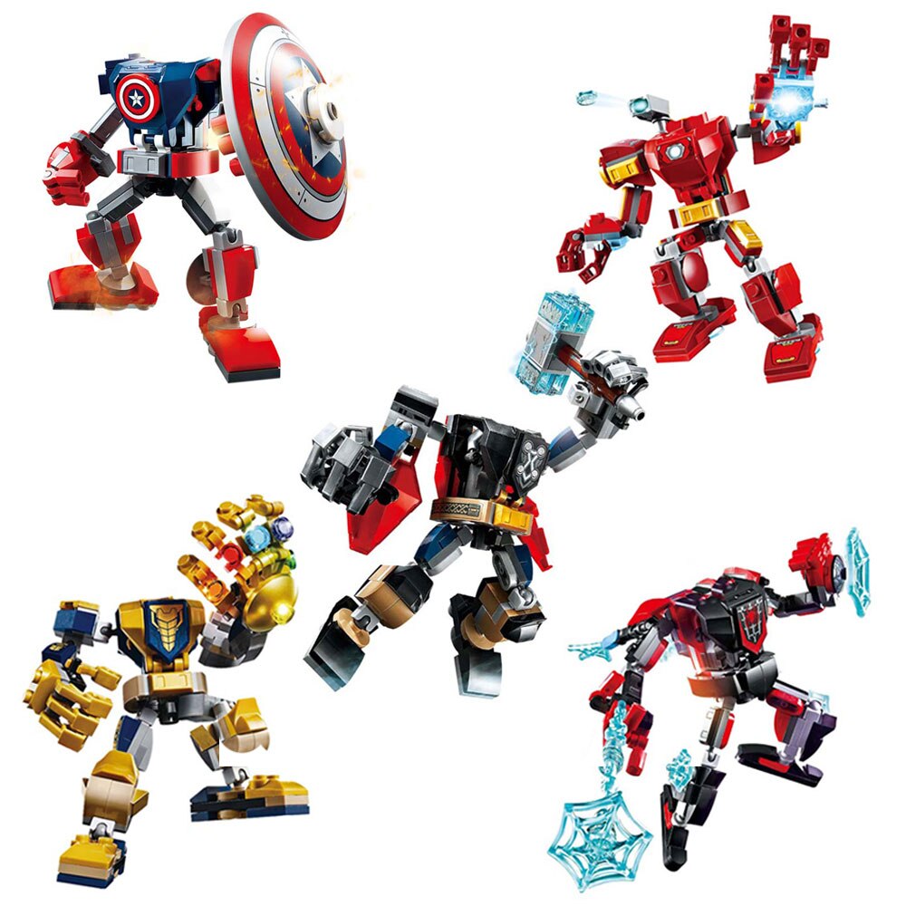 Marvel Miles Morales   ̴  ̾  Mech Armor Thanos ĸƾ Ƹ޸ī Thor Armor Bicks 峭 For Kids 